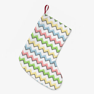 Calcetín Navideño Pequeño Pastel Chevron-Drop Shadow por Shirley Taylor