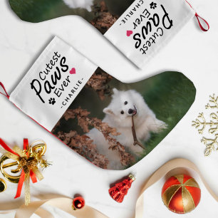 Calcetín Navideño Pequeño Patas más bonitas Mascota de perro foto y vacacion