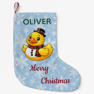 Calcetín Navideño Pequeño Pato de goma de hombre de nieve Diseño de vacacion