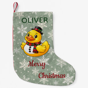 Calcetín Navideño Pequeño Pato de goma de Navidad de hombre de nieve persona
