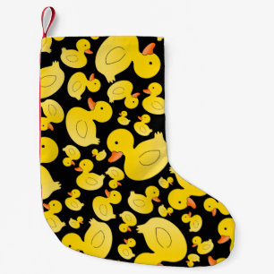 Calcetín Navideño Pequeño Patos de caucho negro