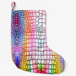 Calcetín Navideño Pequeño Patrón abstracto de cocodrilos, patrón colorido