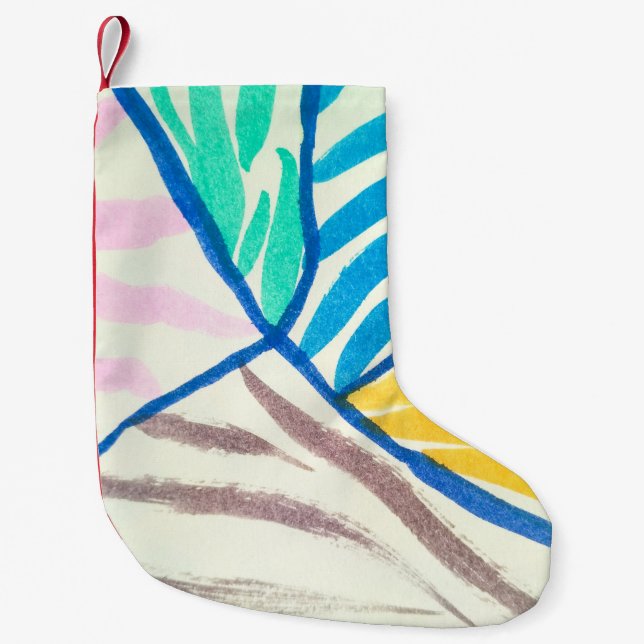 Calcetín Navideño Pequeño Patrón acuarela: estilo de pintura sucia. (Anverso)