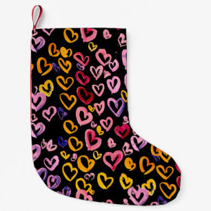 Calcetín Navideño Pequeño Patrón acuarela sin fisuras con los corazones.