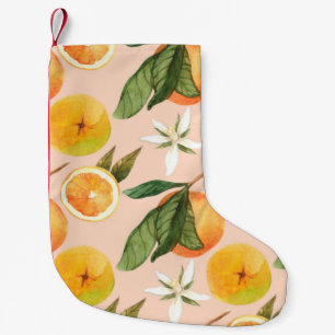 Calcetín Navideño Pequeño Patrón acuático sin manchas con mandarinas