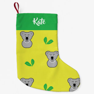 Calcetín Navideño Pequeño Patrón amarillo del oso de Koala