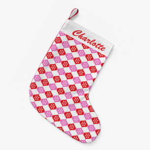 Calcetín Navideño Pequeño Patrón Atómico Rosa Rojo Personalizado Retro Media