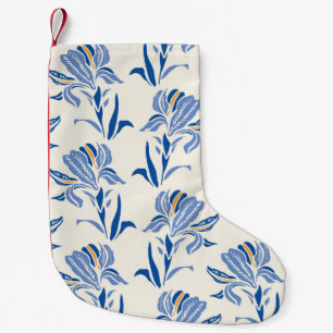 Calcetín Navideño Pequeño Patrón Botánico Geométrico Barroco Iris Flower. Co