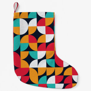 Calcetín Navideño Pequeño Patrón con triángulos de color aleatorio Generativ