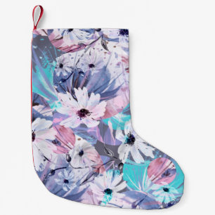 Calcetín Navideño Pequeño Patrón de acuarela creativo y transparente de las 