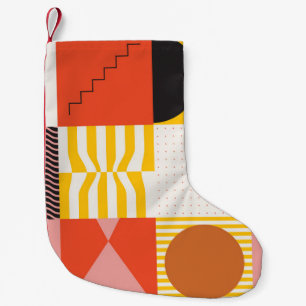 Calcetín Navideño Pequeño Patrón de arte neo-modernista hecho con abstracto 