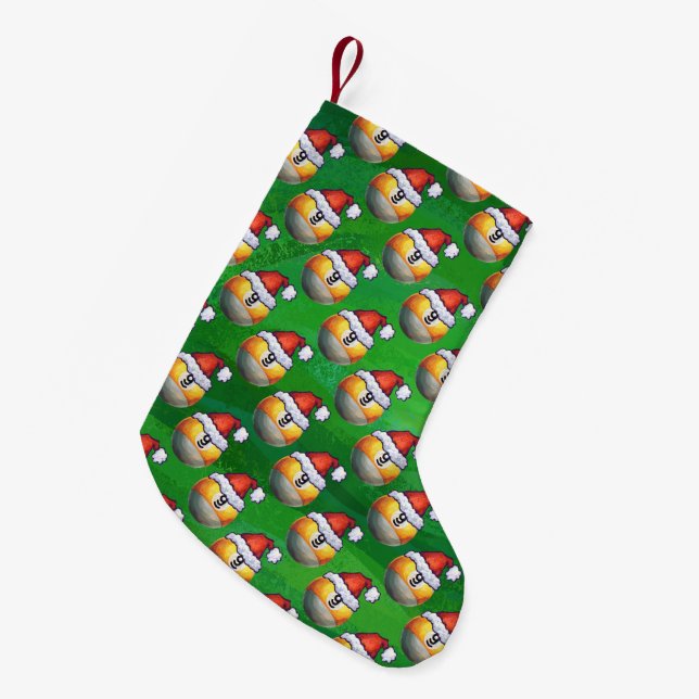 Calcetín Navideño Pequeño Patrón de bola de nueve Sombreros de Santa Hat en  (Frente (Colgado))
