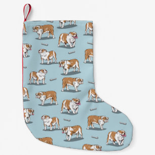 Calcetín Navideño Pequeño Patrón de bulldog inglés