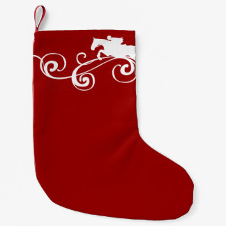 Calcetín Navideño Pequeño Patrón de caballos galopantes azules de la marina