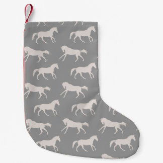 Calcetín Navideño Pequeño Patrón de caballos gris galopantes