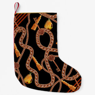 Calcetín Navideño Pequeño Patrón de cadena, patrón de bufanda. diseño de buf