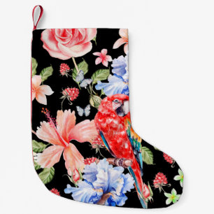 Calcetín Navideño Pequeño Patrón de color de agua con rosas de flores, iris 