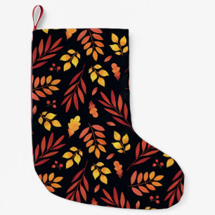 Calcetín Navideño Pequeño Patrón de color de las hojas de otoño coloridas