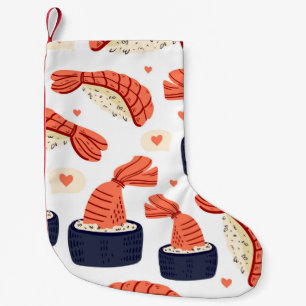 Calcetín Navideño Pequeño Patrón de comida japonesa sin problemas