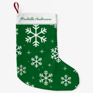 Calcetín Navideño Pequeño Patrón de copos de nieve navideños personalizados
