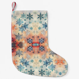 Calcetín Navideño Pequeño Patrón de copos de nieve vintage - Media de Navida