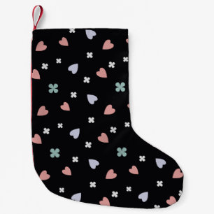 Calcetín Navideño Pequeño Patrón de corazones de trébol adorable de amor afo