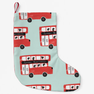 Calcetín Navideño Pequeño Patrón de cosecha de vehículos Red London