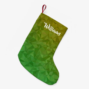 Calcetín Navideño Pequeño Patrón de cristal amarillo y verde