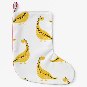 Calcetín Navideño Pequeño Patrón de dinosaurios amarillos sin fisuras. Funn