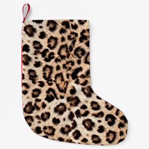 Calcetín Navideño Pequeño Patrón de diseño de leopardo: Elegancia salvaje.