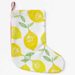 Calcetín Navideño Pequeño Patrón de Doodle de Fruta Tropical