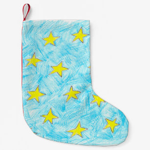 Calcetín Navideño Pequeño Patrón de estrellas amarillas