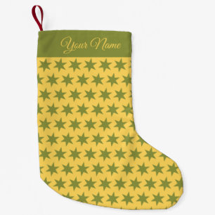 Calcetín Navideño Pequeño Patrón de estrellas Colores de moda Dorado Verde A