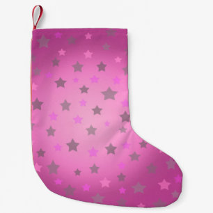 Calcetín Navideño Pequeño Patrón de estrellas rosadas