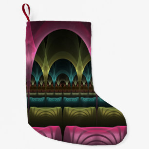 Calcetín Navideño Pequeño Patrón de fantasía especial Resumen Fractal colori
