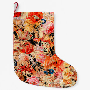 Calcetín Navideño Pequeño Patrón de flor de pincel