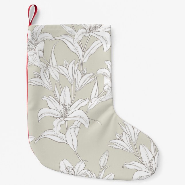 Calcetín Navideño Pequeño Patrón de flores 9 (Anverso)
