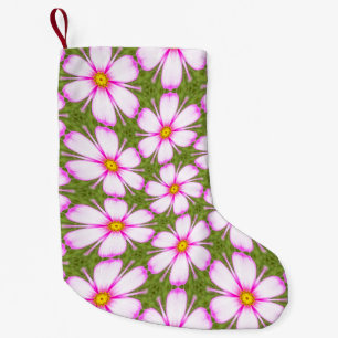Calcetín Navideño Pequeño Patrón de flores de cosmos