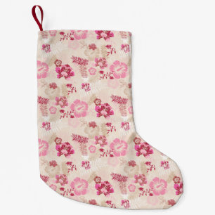 Calcetín Navideño Pequeño Patrón de flores modernas rosadas lindas