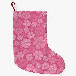 Calcetín Navideño Pequeño Patrón de flores - rosa