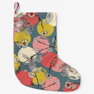 Calcetín Navideño Pequeño Patrón de flores sin soldadura en flor de fondo, p