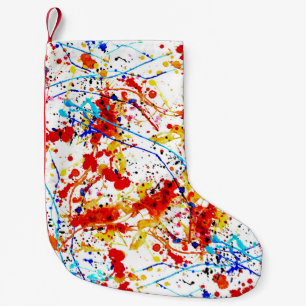 Calcetín Navideño Pequeño Patrón de fondo blanco de puntos de color de agua