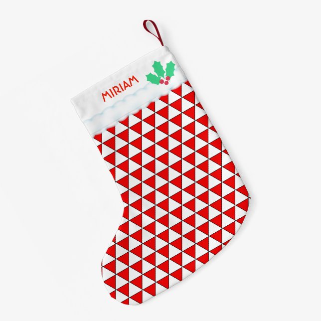 Calcetín Navideño Pequeño Patrón de forma triangular (Anverso (colgado))
