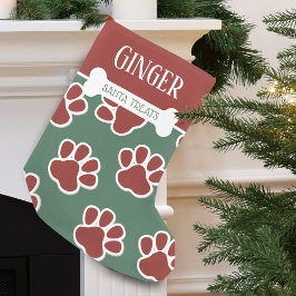 Calcetín Navideño Pequeño Patrón de garra de perro divertido personalizado