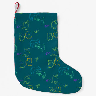 Calcetín Navideño Pequeño Patrón de gato divertido