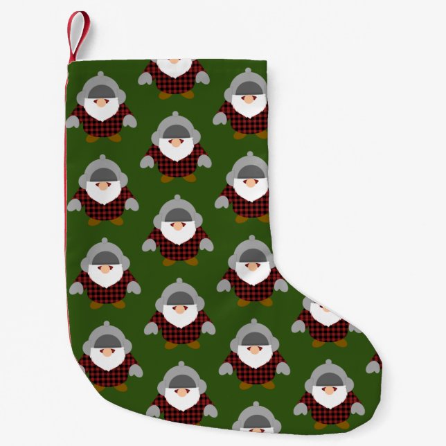 Calcetín Navideño Pequeño Patrón de Gnome Flannel Holiday (Anverso)