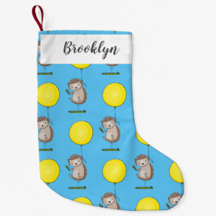 Calcetín Navideño Pequeño Patrón de hedgehog y personalizado de globos