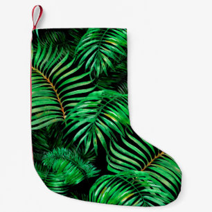 Calcetín Navideño Pequeño Patrón de hojas de palma verdes