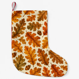 Calcetín Navideño Pequeño Patrón de hojas de roble de otoño | Estética de la