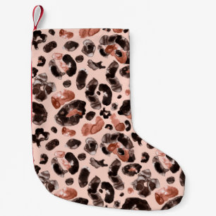 Calcetín Navideño Pequeño Patrón de impresión de animales de leopardo acuáti